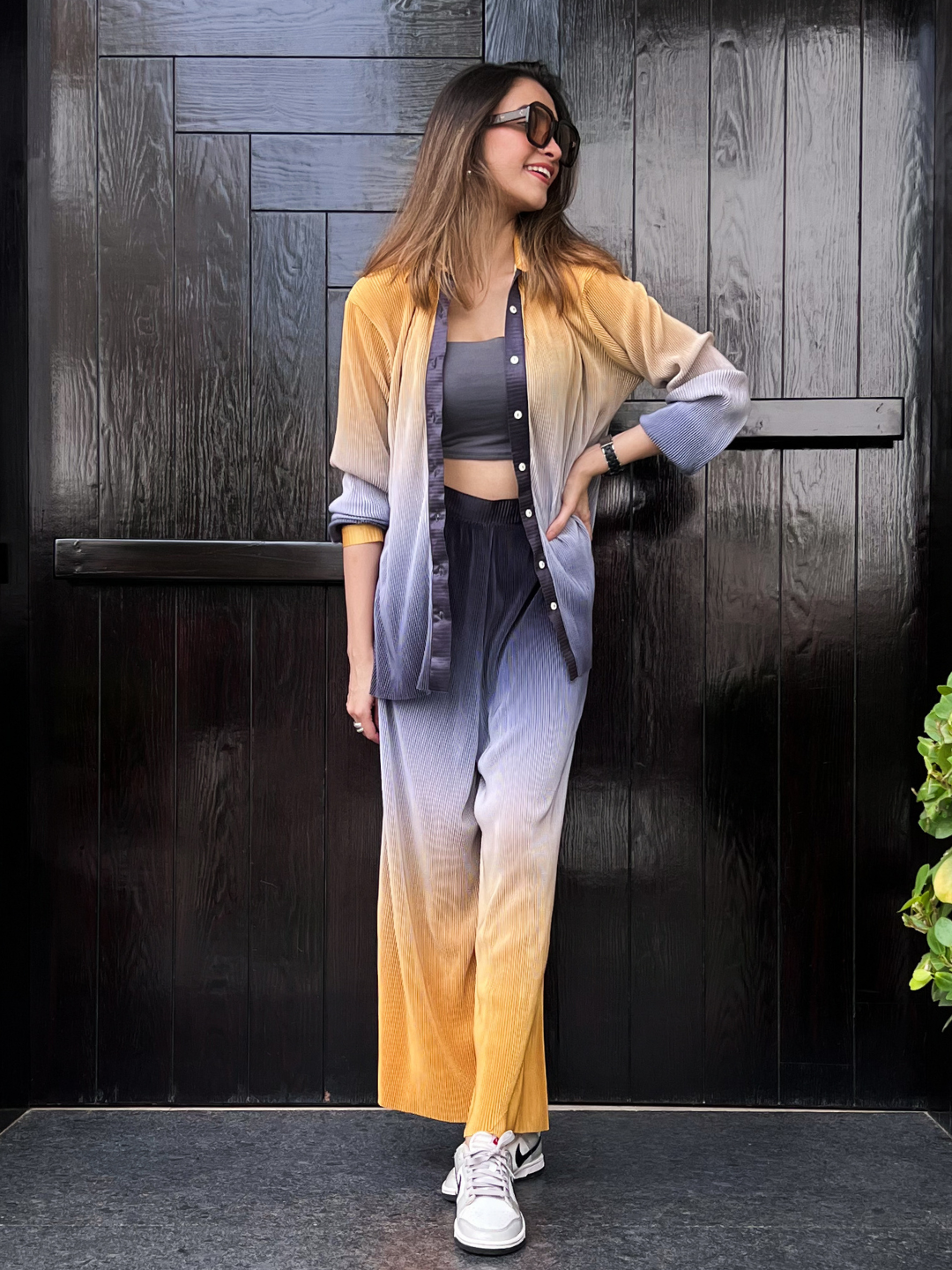 Pleated Two Piece Ombre Co-ord Set - Uptownie
