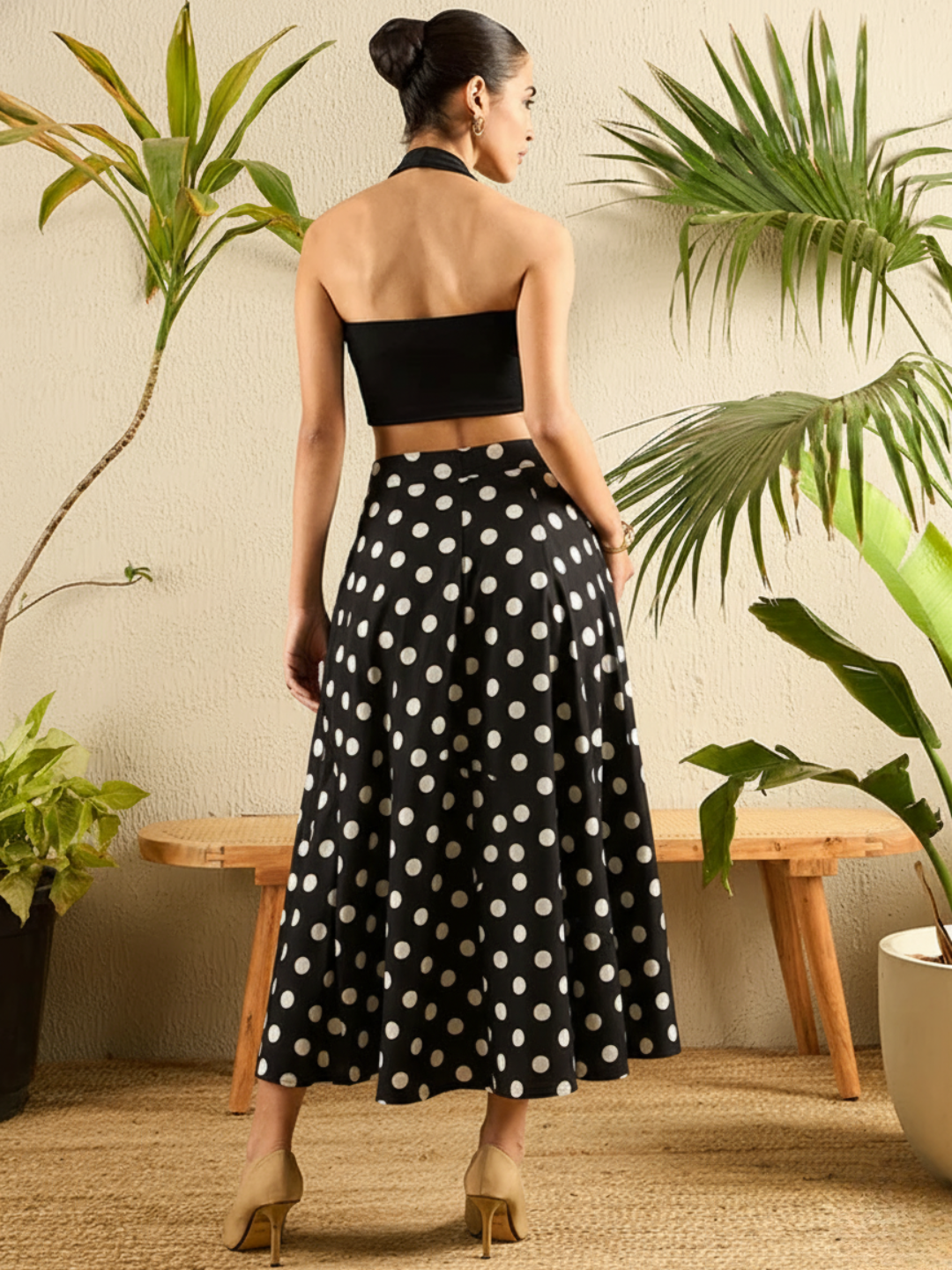 Pure Cotton Box Pleated Midi Skirt