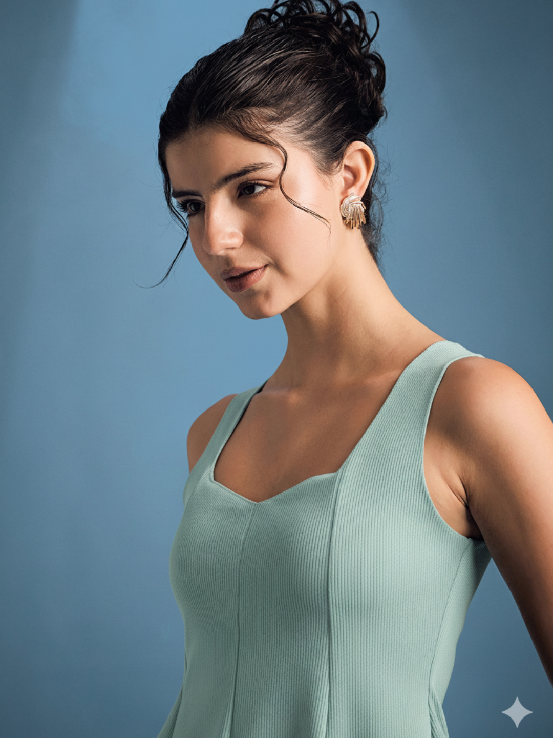 Stretchable Ribbed Peplum Top