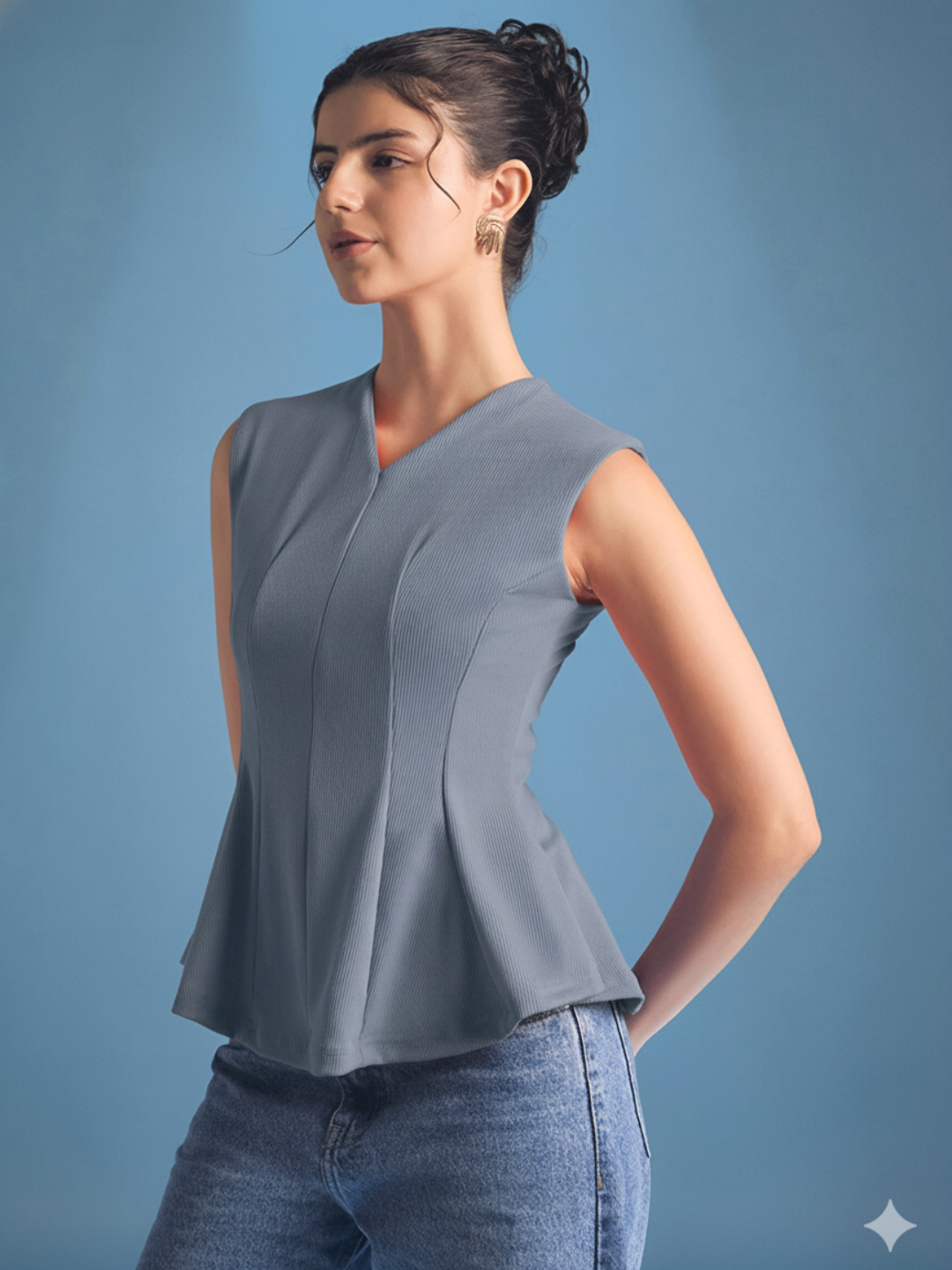 Stretchable Panelled Peplum Top - Uptownie