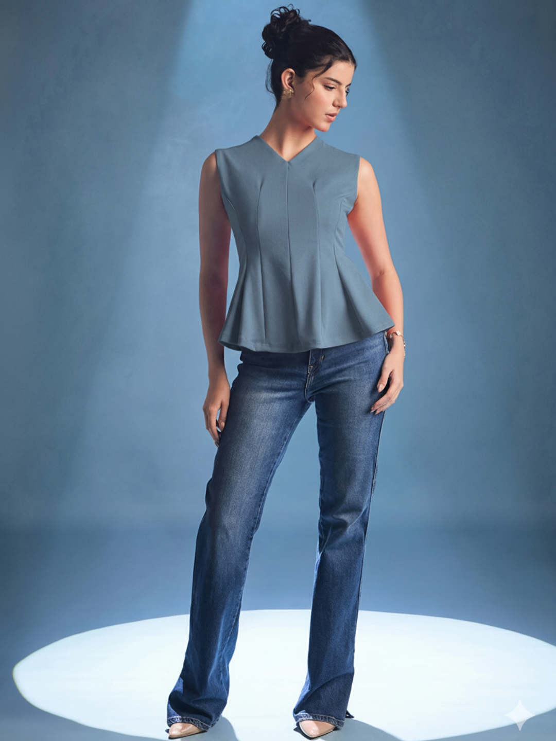 Stretchable Panelled Peplum Top - Uptownie