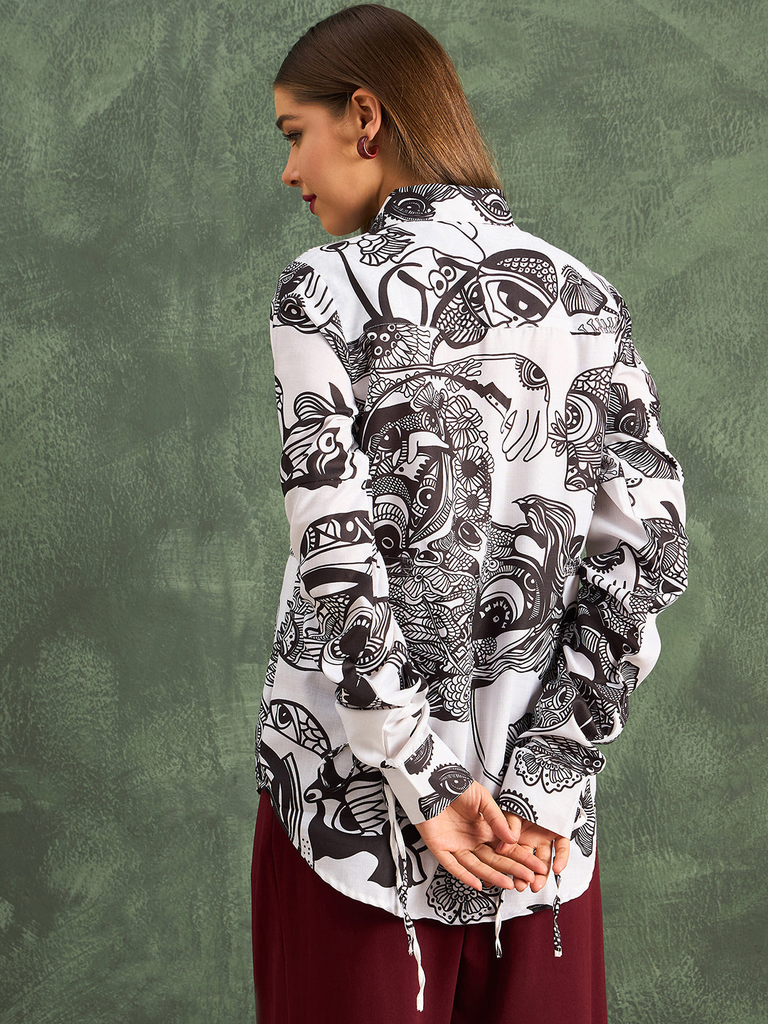 Cinch Waist Pure Cotton Tie-Up Shirt