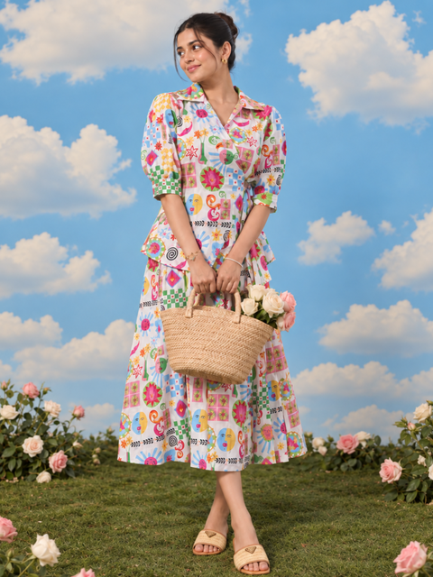 Pure Cotton Wrap-Tie Co-ord Set