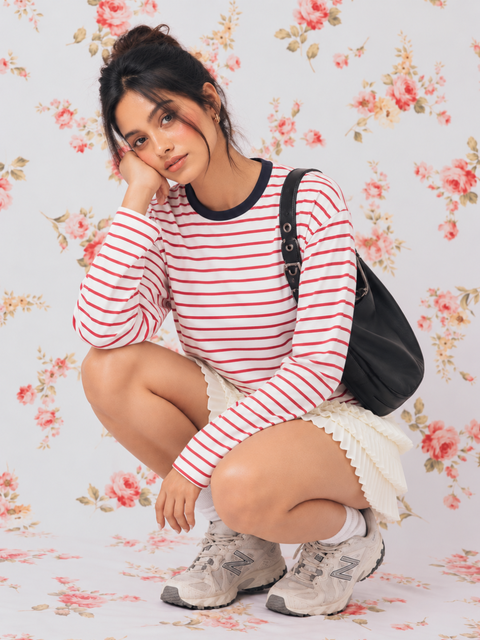 Striped Crew Neck Cotton T-Shirt