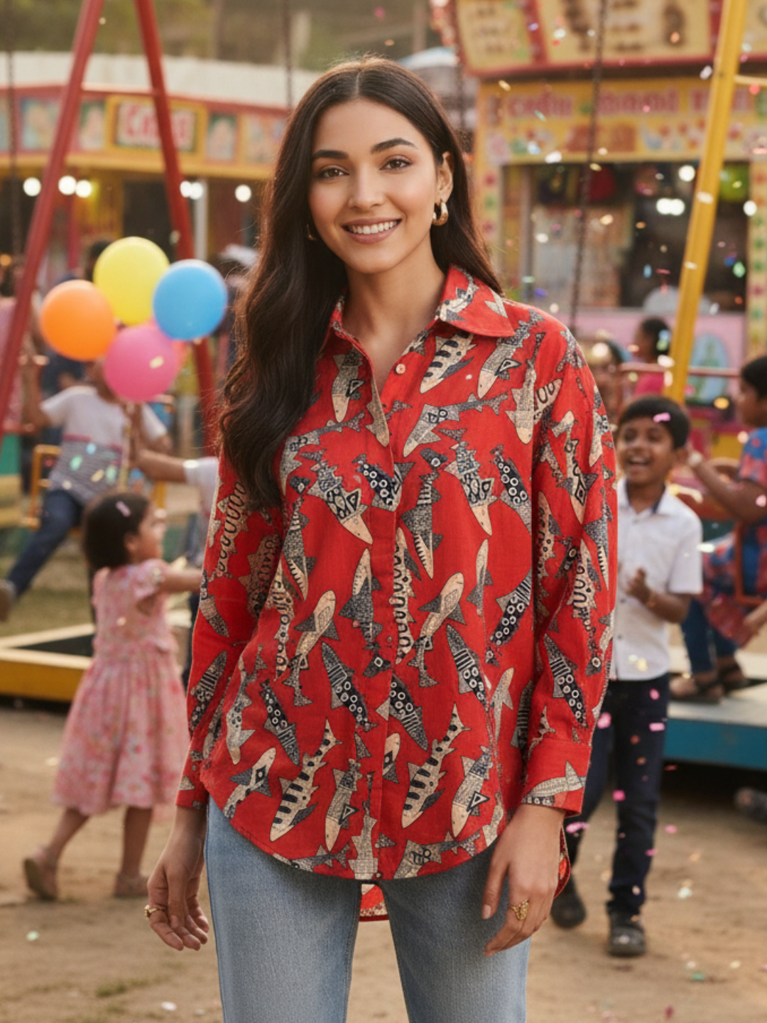 Printed Asymmetrical Cotton Shirt - Uptownie
