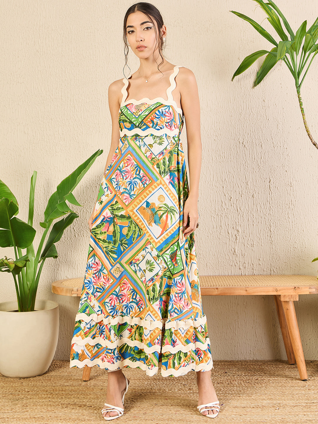 Printed Cotton Ric-Rac Dress - Uptownie