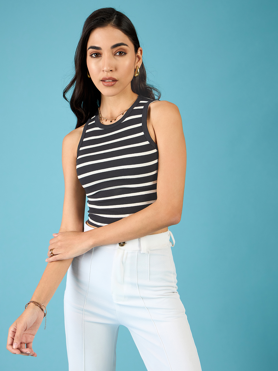 Stretchable Ribbed Sleeveless Crop Top - Uptownie