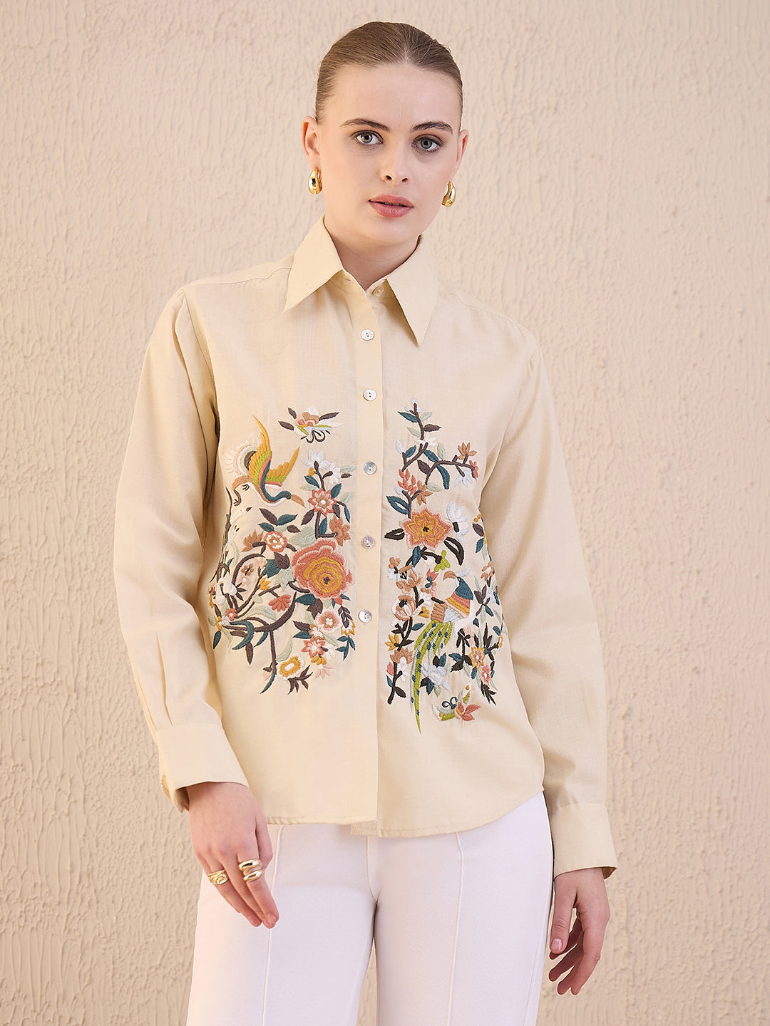 Embroidered Cotton Shirt - Uptownie