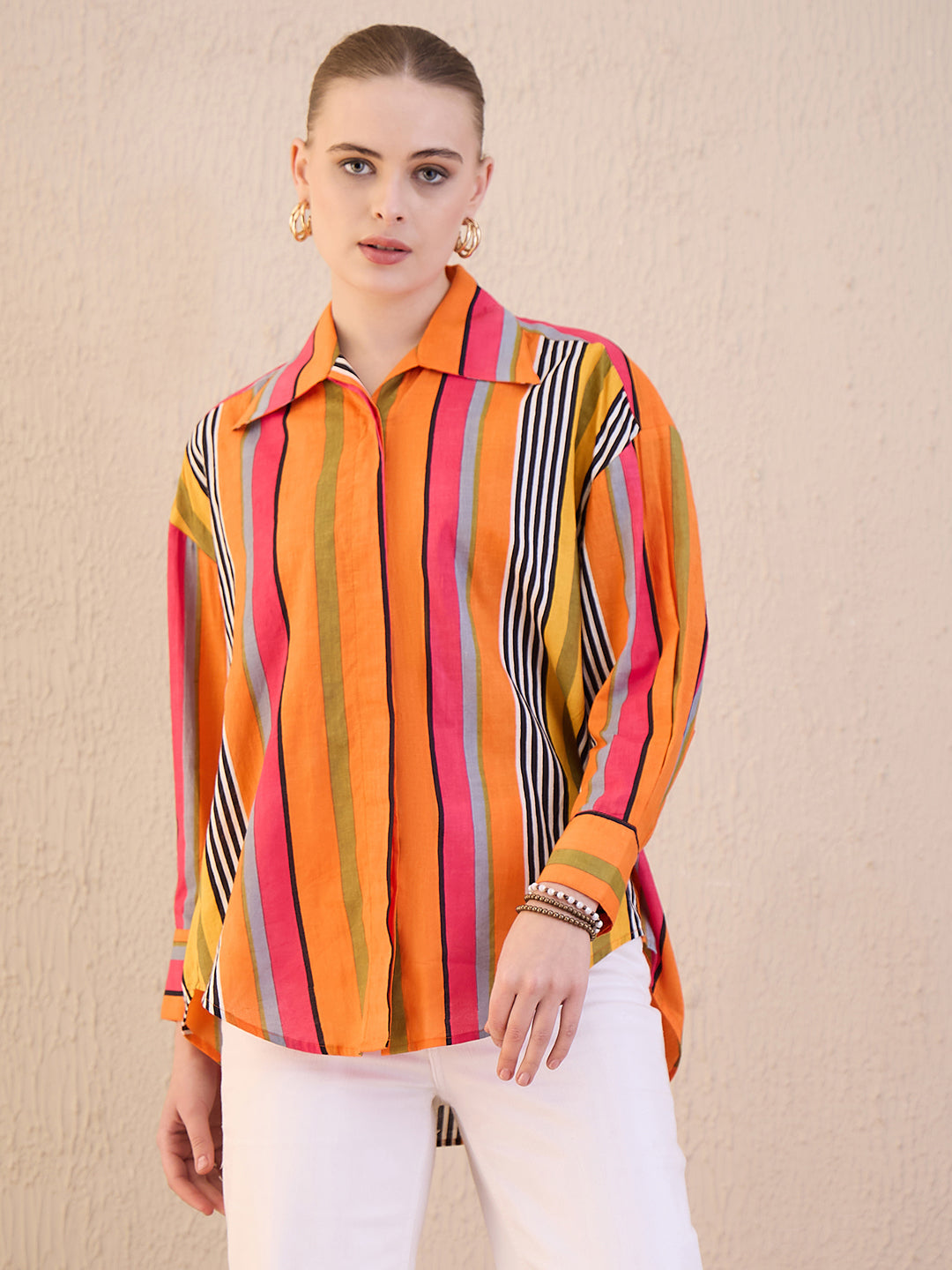 Printed Asymmetrical Cotton Shirt - Uptownie