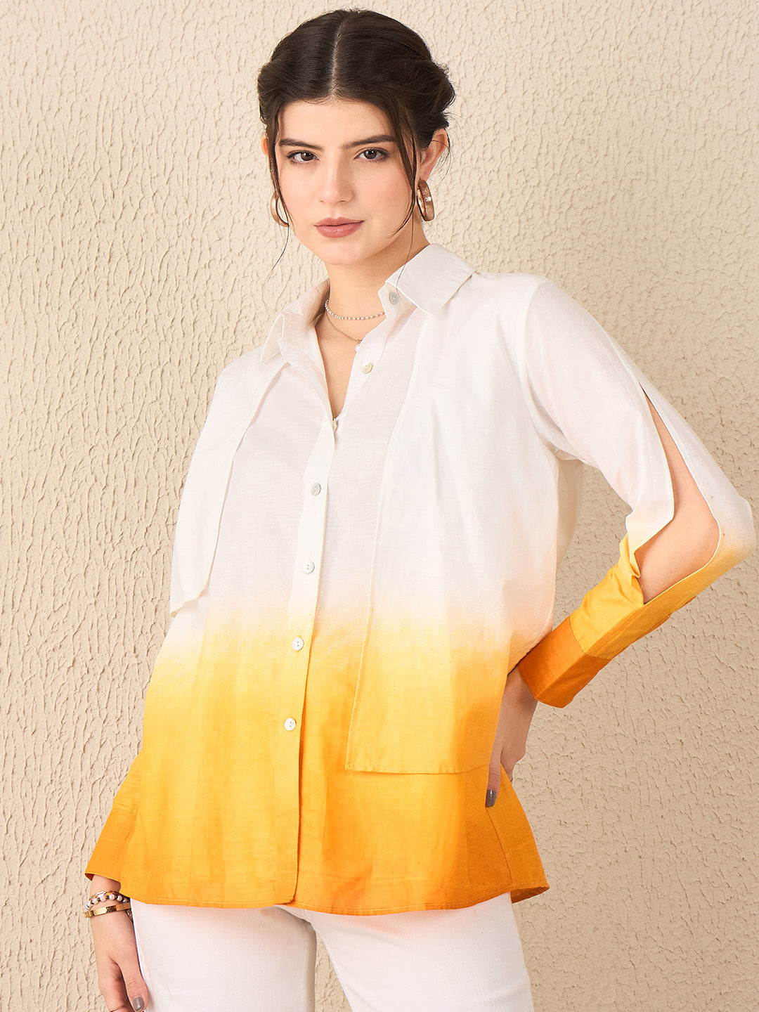 Ombre Panelled Cotton Shirt - Uptownie