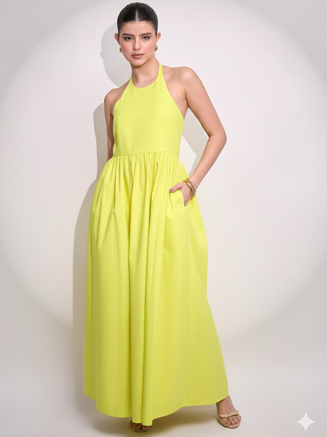 Halter Neck Cotton Maxi Dress