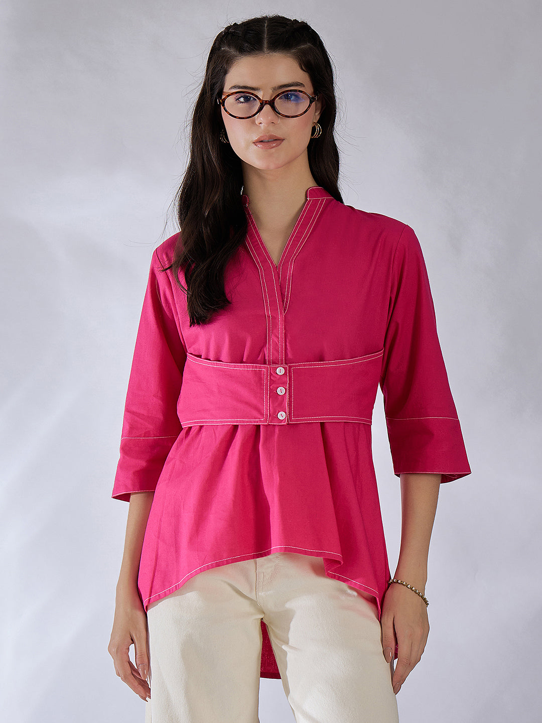 Corset Panelled Cotton Shirt - Uptownie