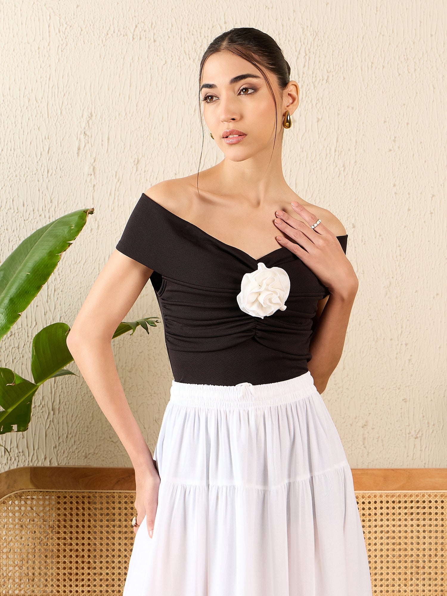 Off-Shoulder Rose Top - Uptownie