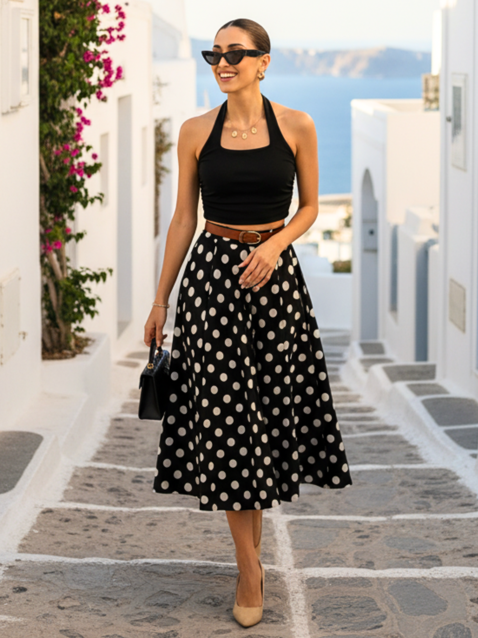 Pure Cotton Box Pleated Midi Skirt