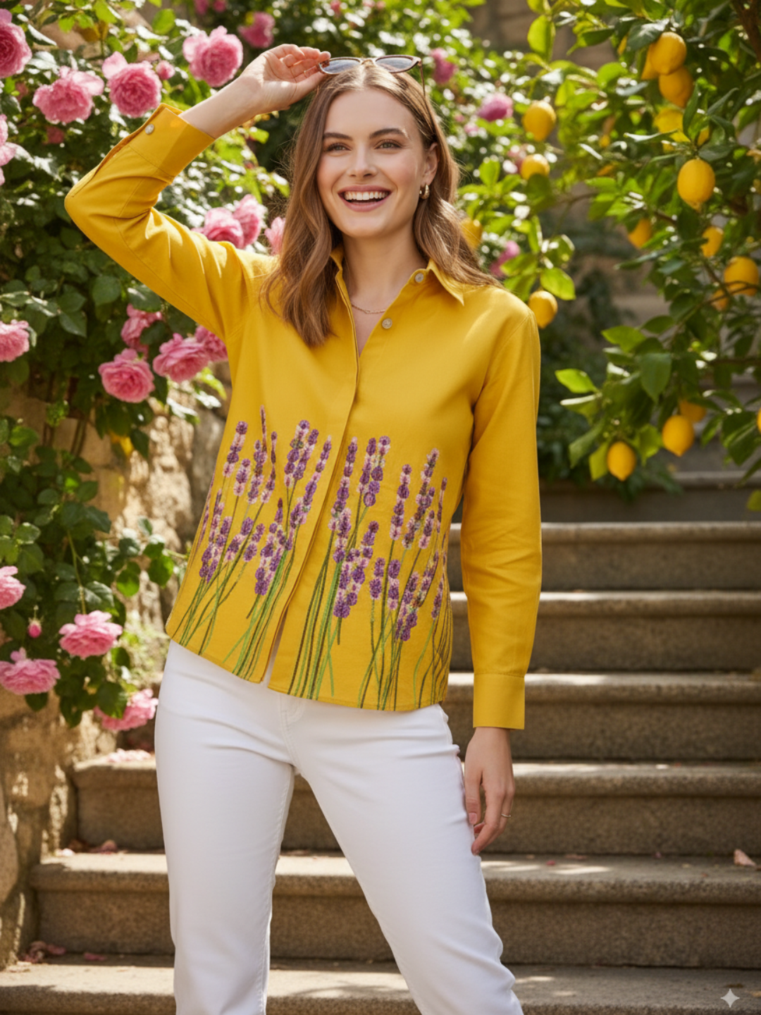 Floral Embroidered Linen Shirt - Uptownie