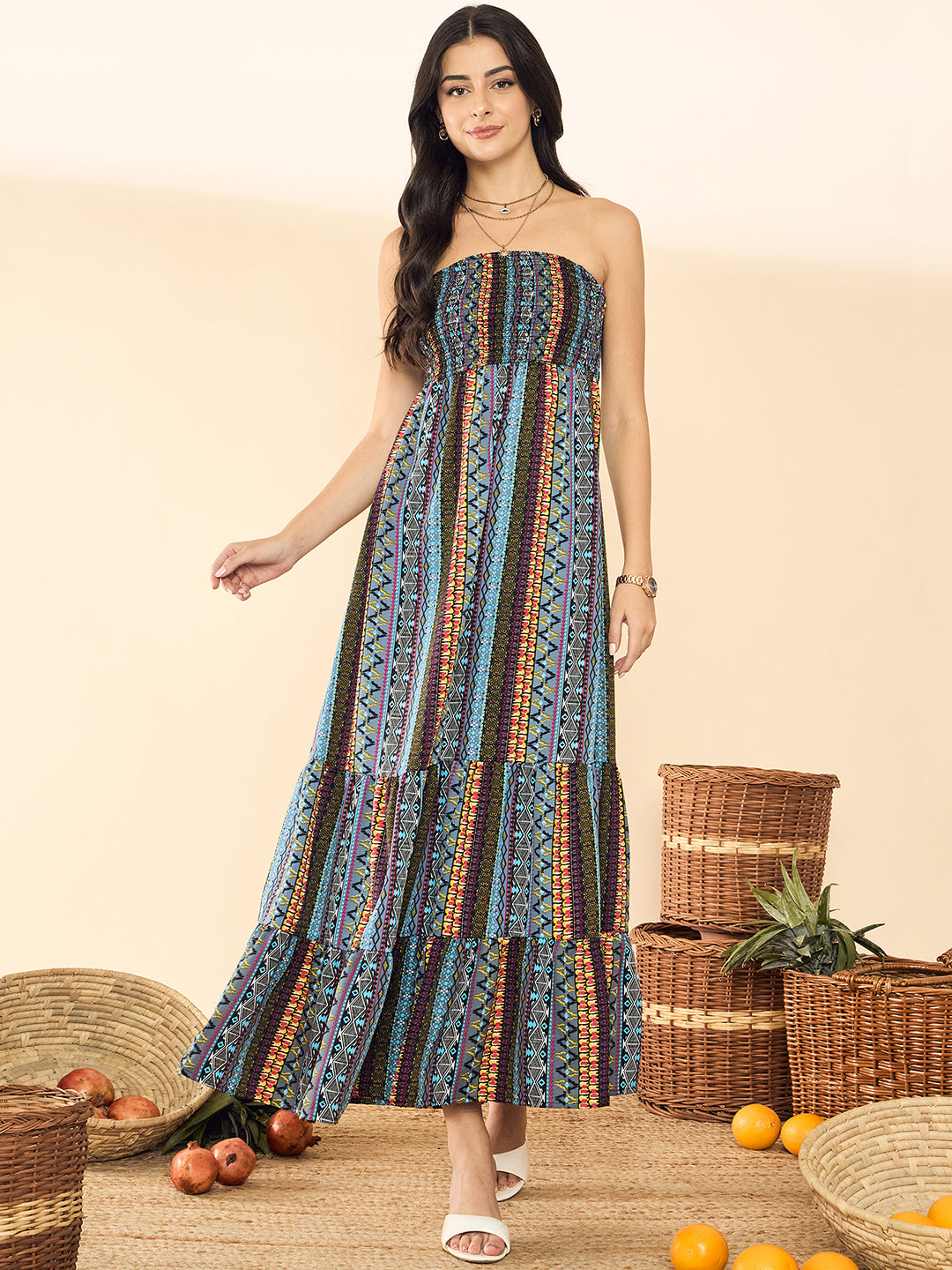 Strapless Smocked Maxi Dress