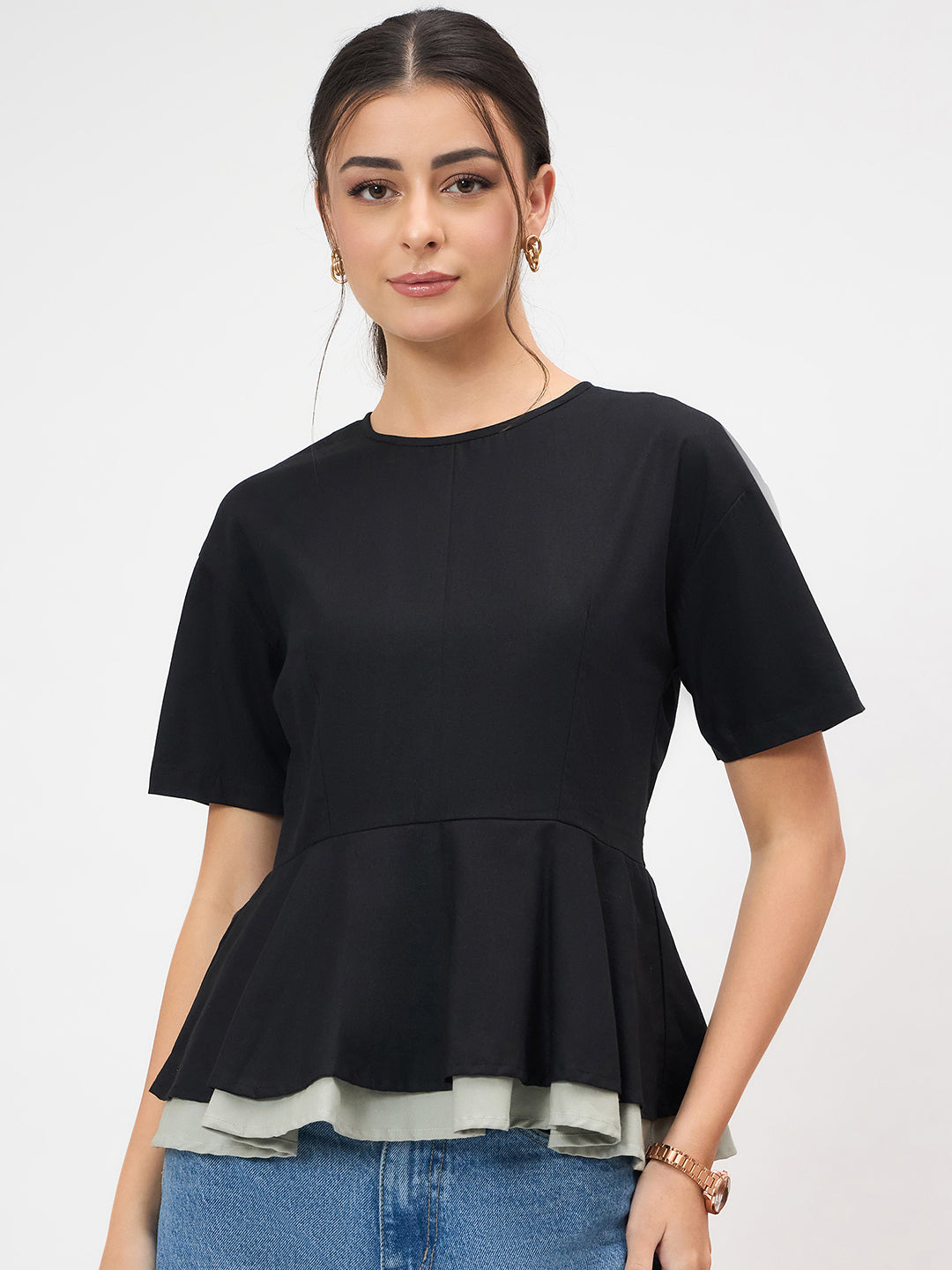 Pure Cotton Layered Peplum Top