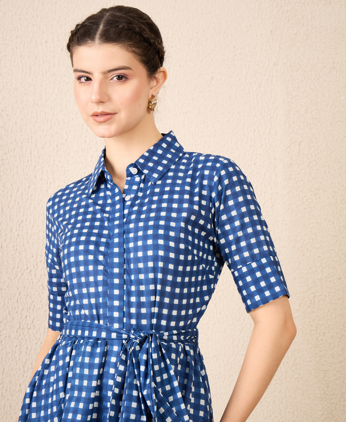 Buttoned Down Shirt Dress With Belt - Uptownie