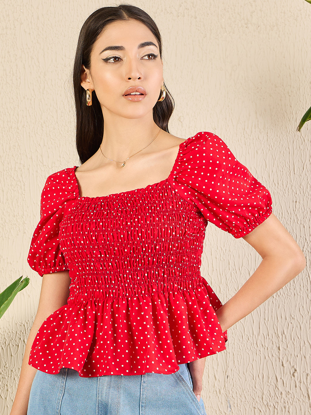 Smocked Peplum Top - Uptownie