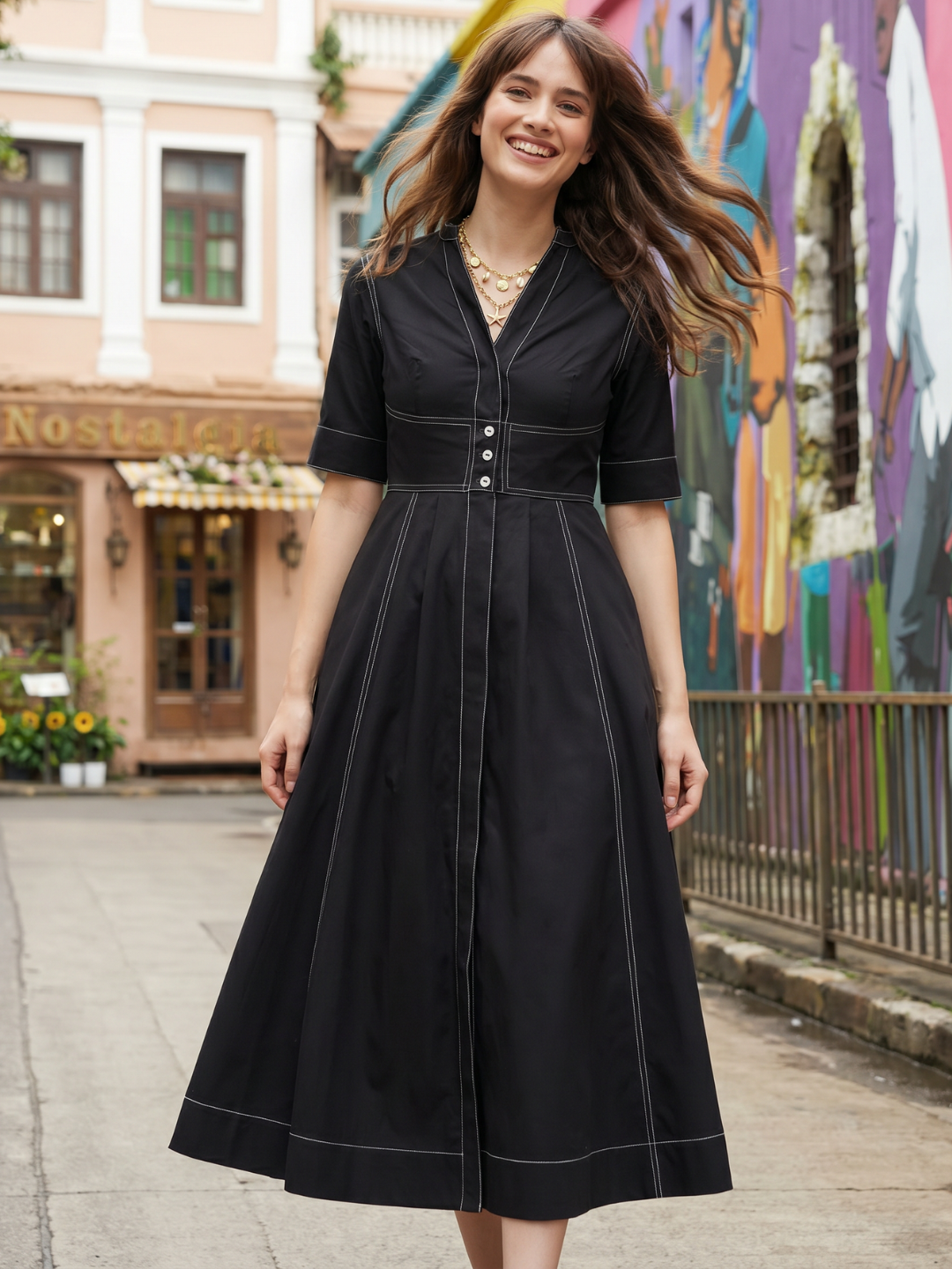 Panelled Corset Midi Dress