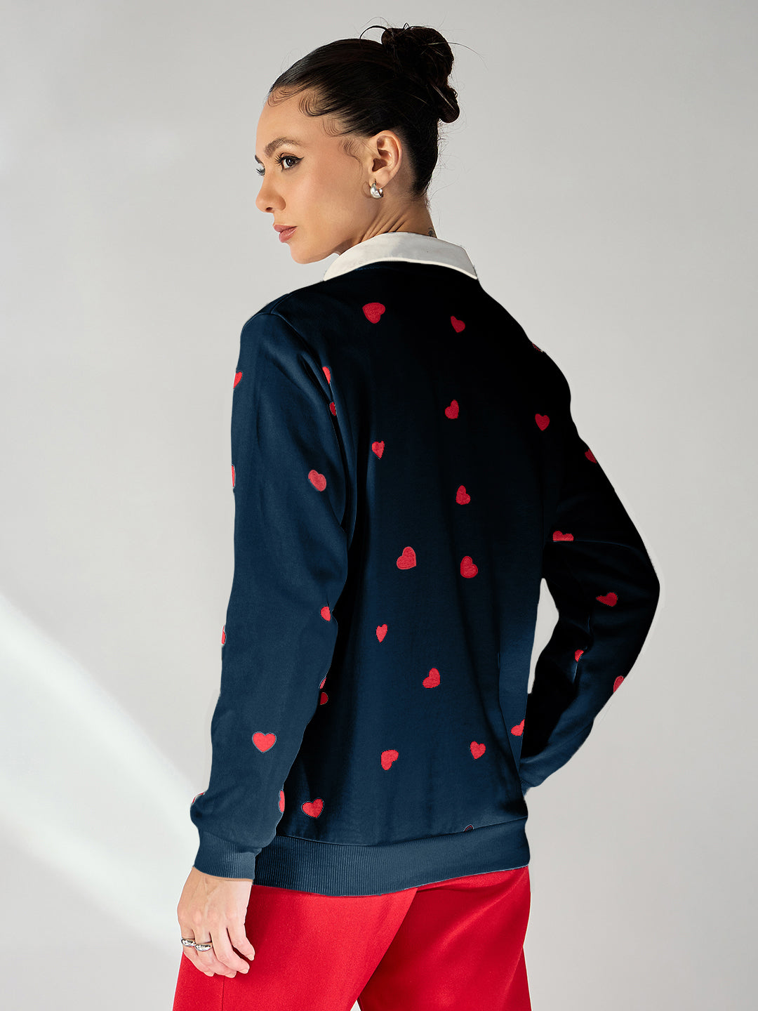 Heart Printed Cotton Sweatshirt - Uptownie