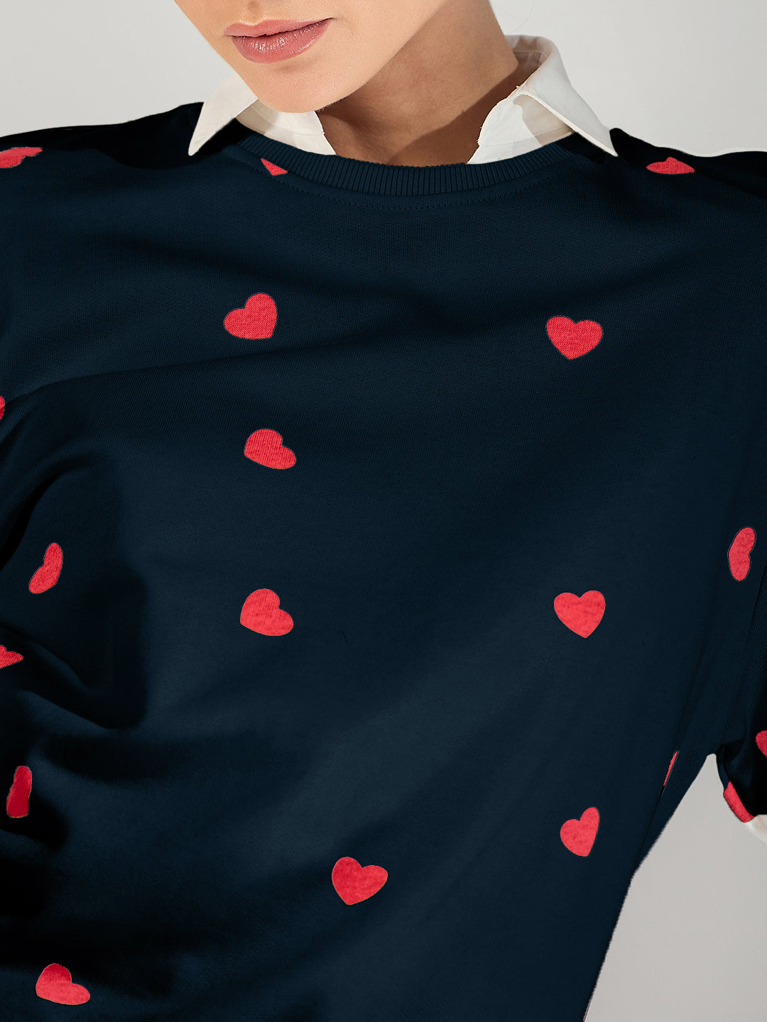 Heart Printed Cotton Sweatshirt - Uptownie