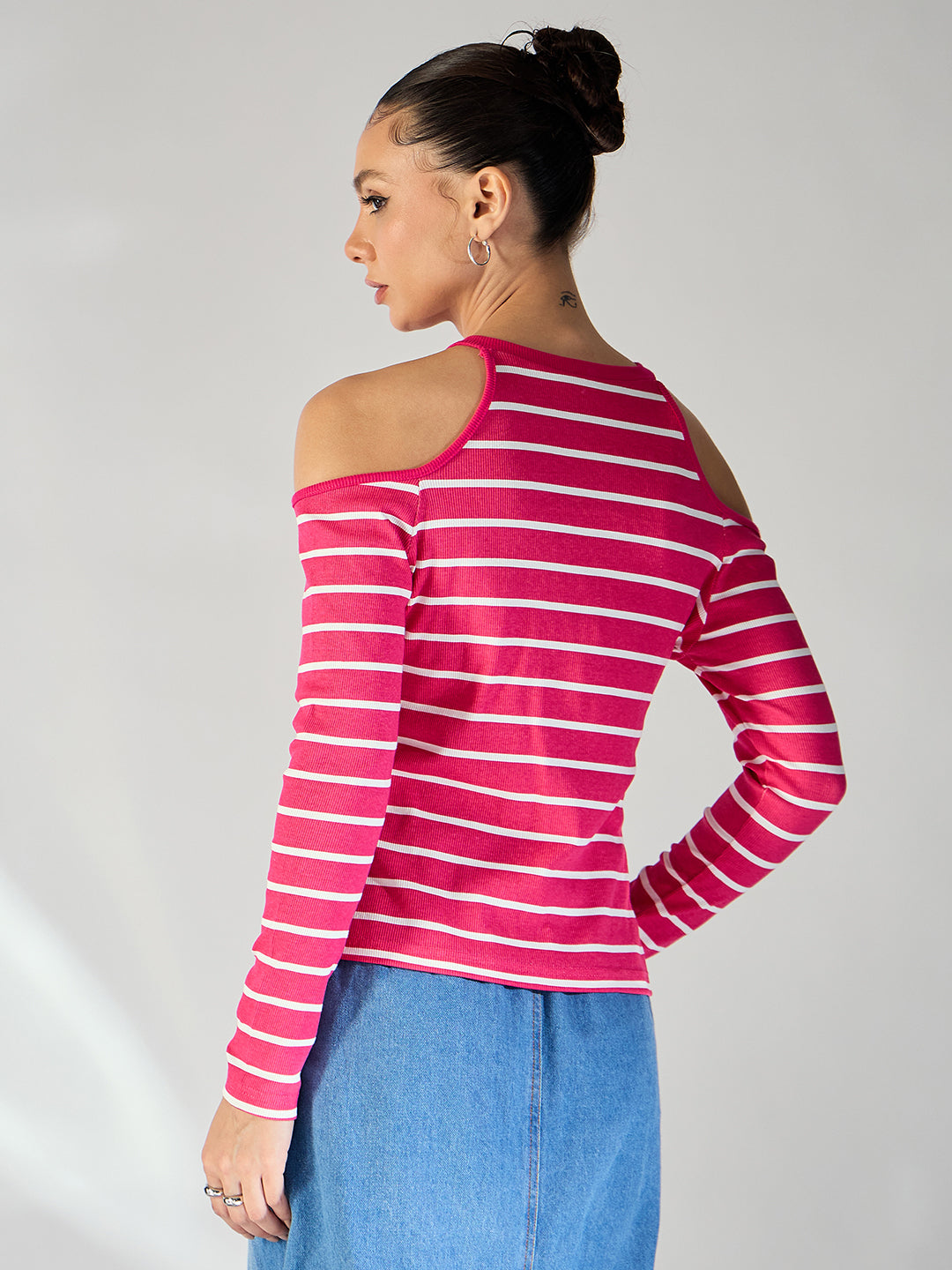 Shoulder Cutout Ribbed Top - Uptownie
