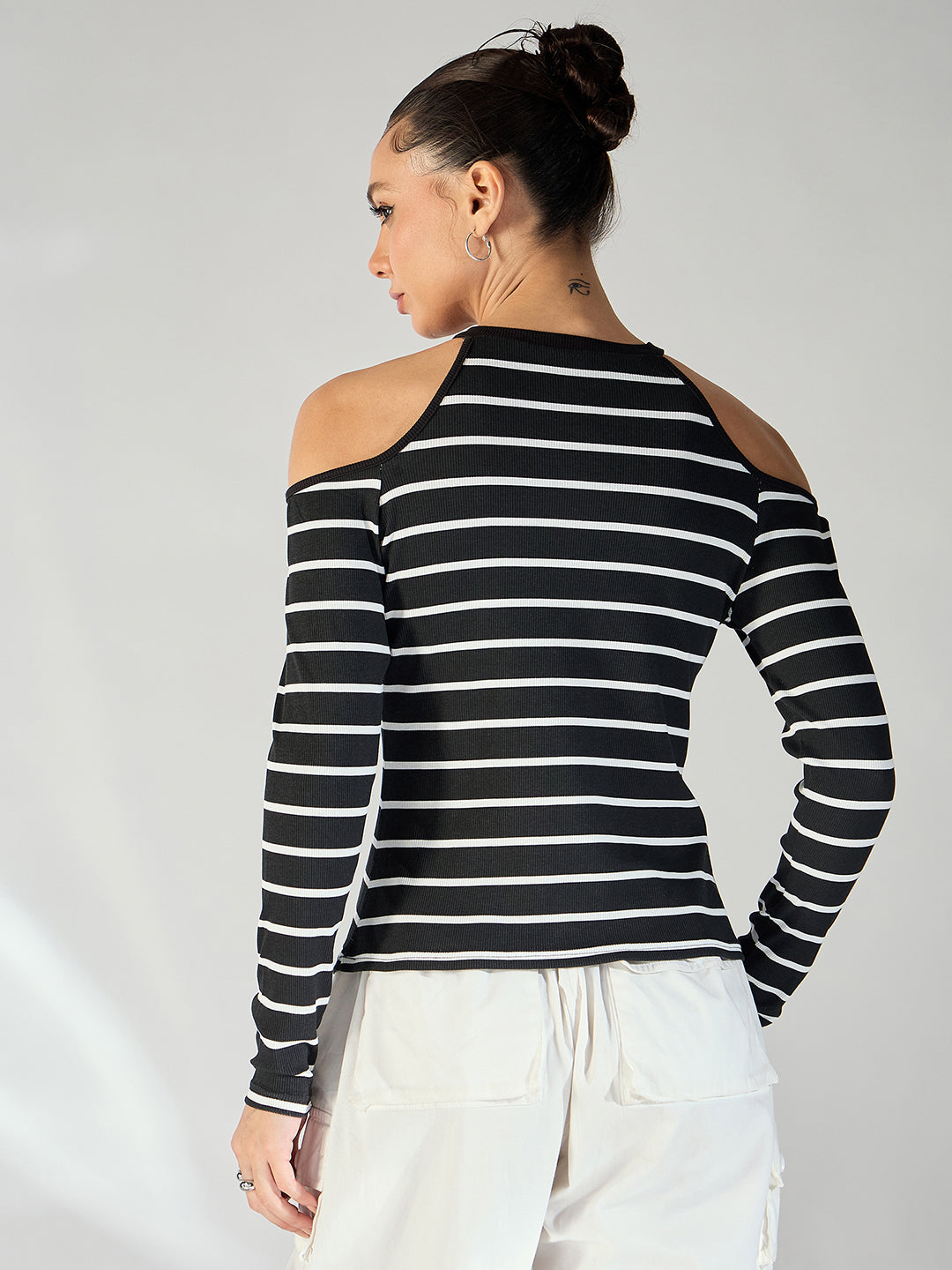 Shoulder Cutout Ribbed Top - Uptownie