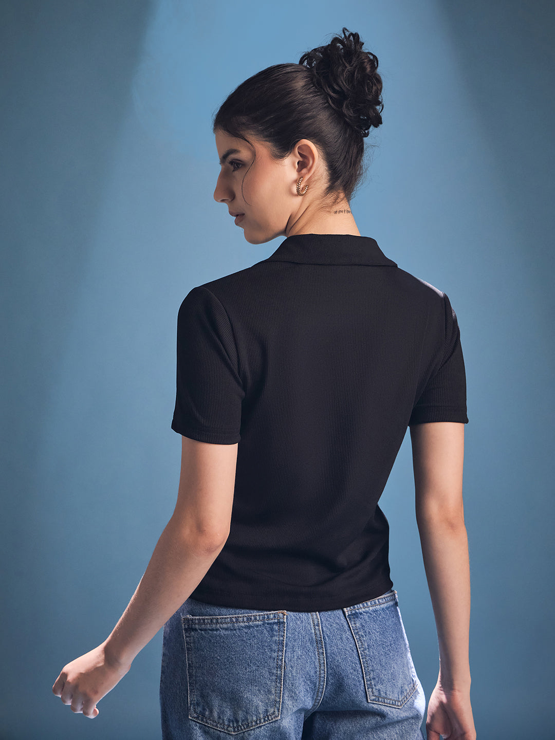 Front Zip Up Ribbed Top - Uptownie