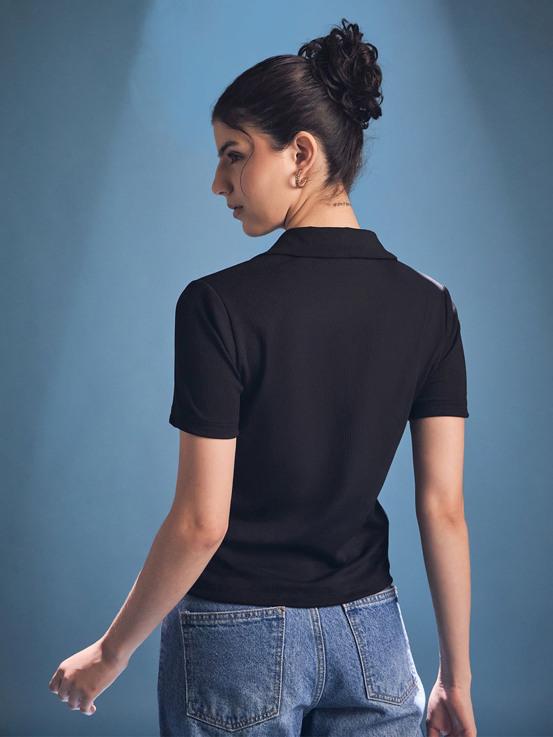 Front Zip Up Ribbed Top - Uptownie