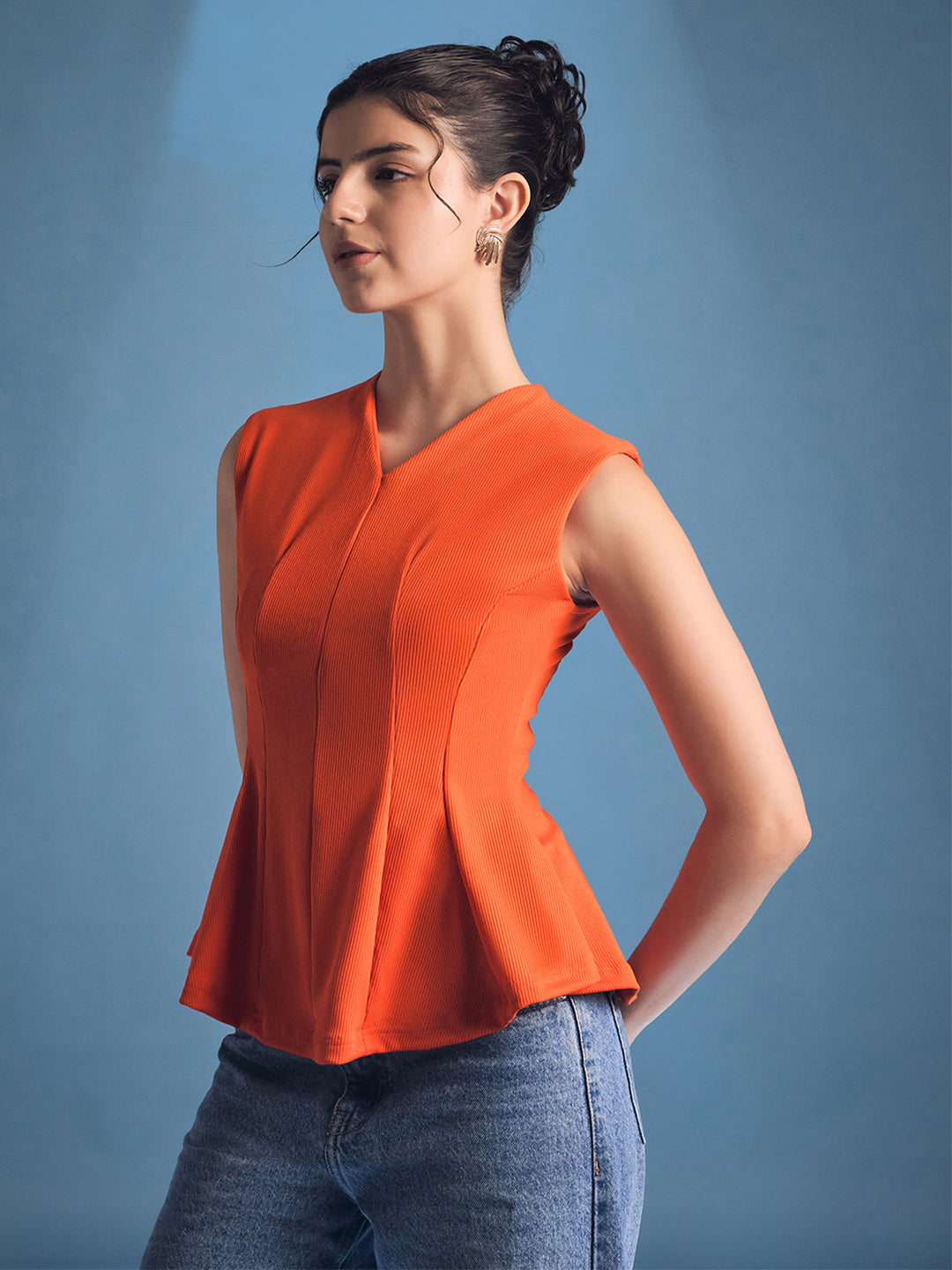 Stretchable Panelled Peplum Top - Uptownie