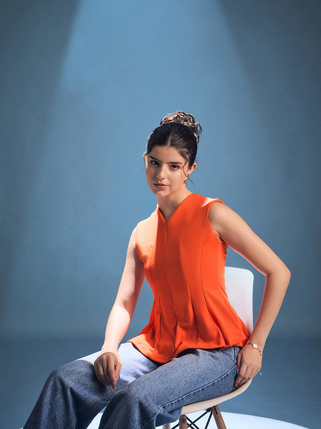 Stretchable Panelled Peplum Top - Uptownie