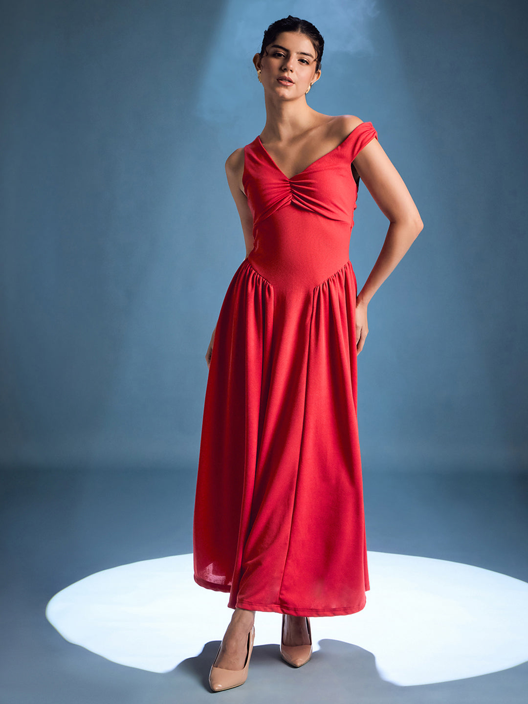 Stretchable One Shoulder Drop Waist Maxi Dress - Uptownie