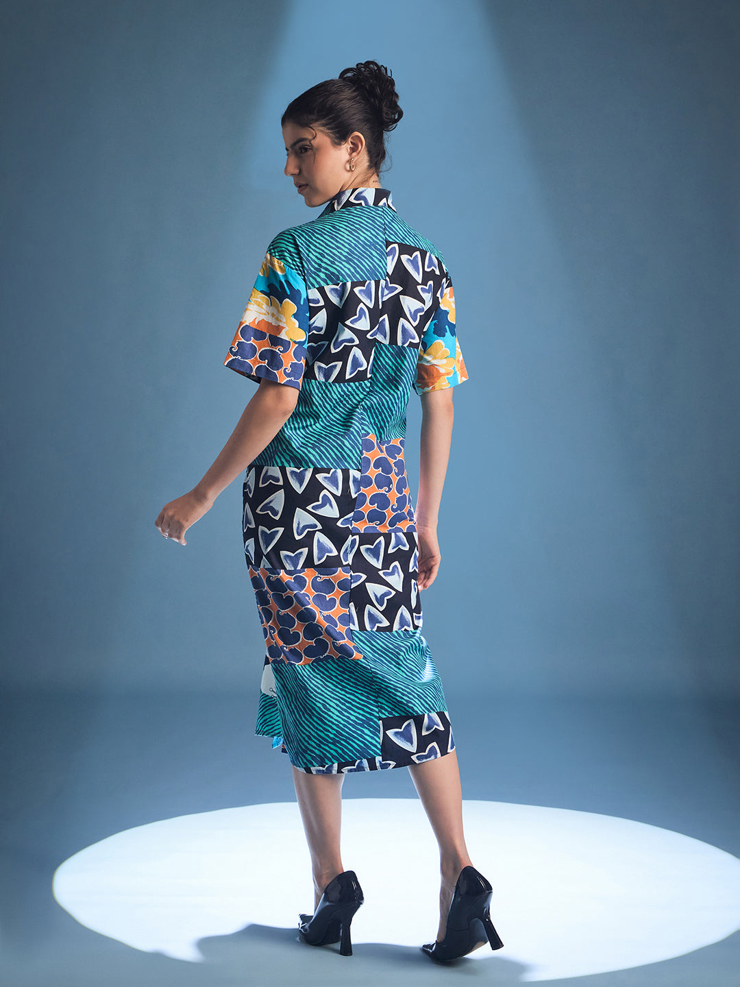 Knotted Shirt Midi Dress - Uptownie