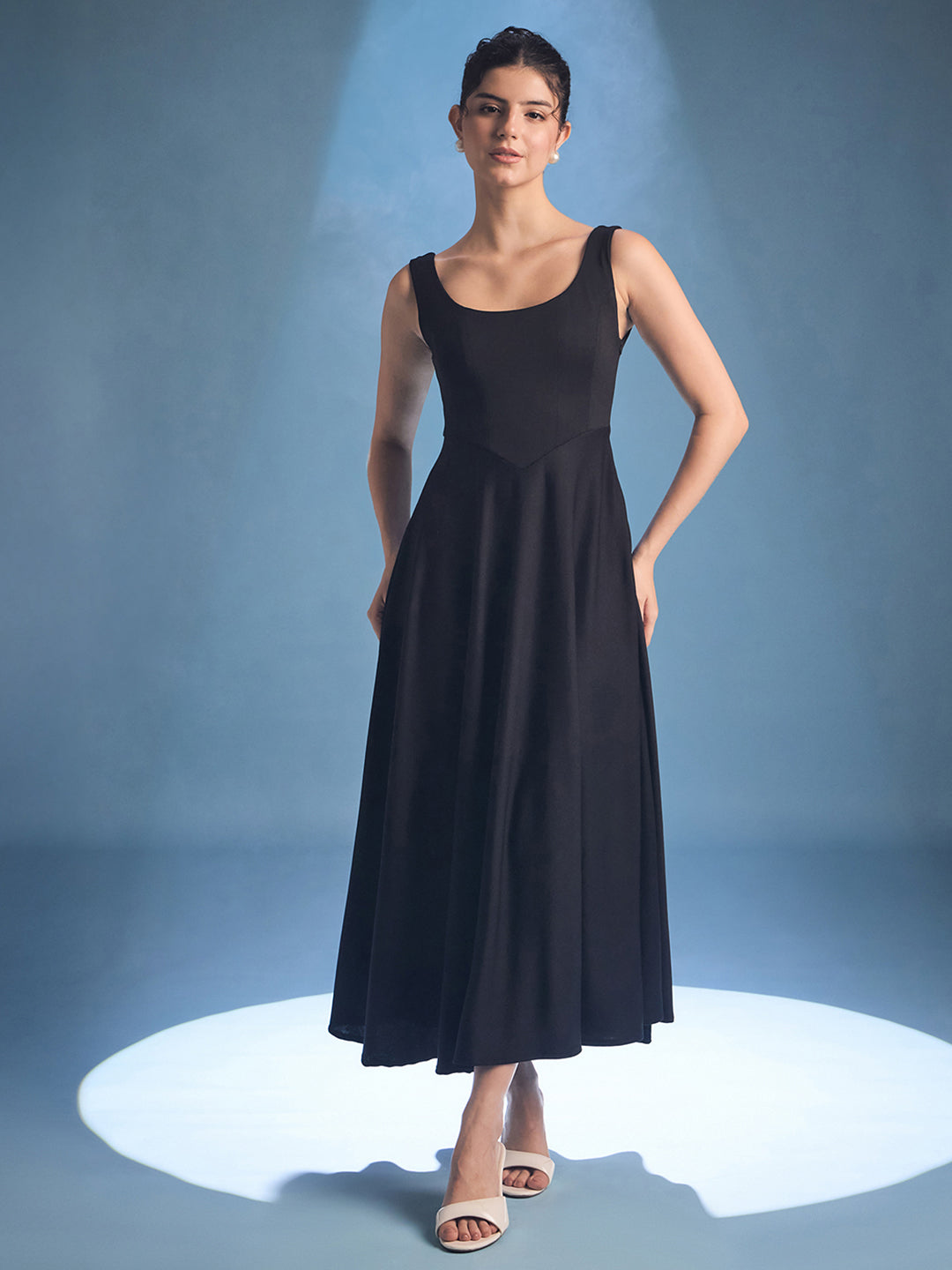 Corset Fit & Flare Midi Dress - Uptownie