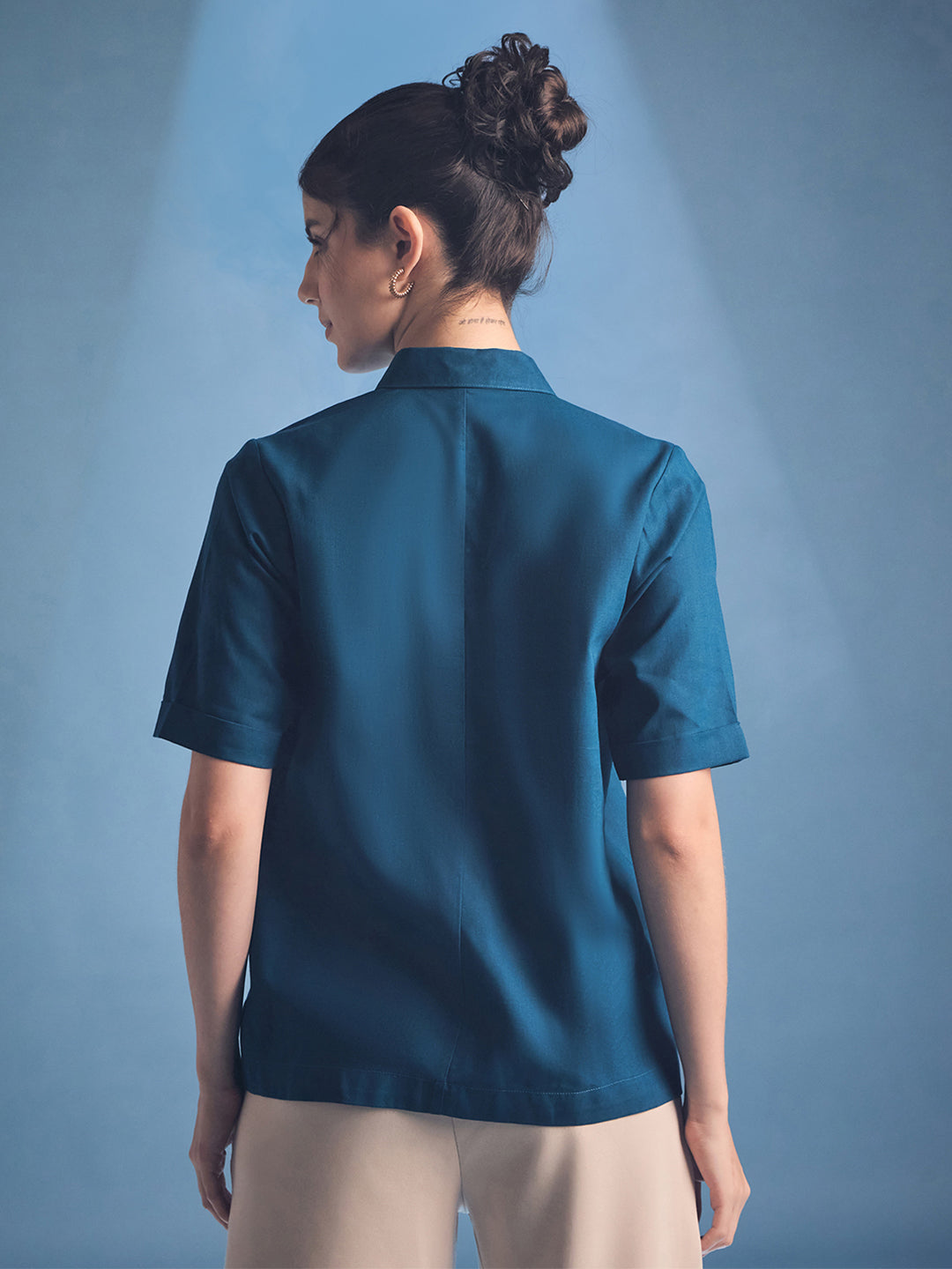 Double Layered Colorblocked Cotton Shirt - Uptownie