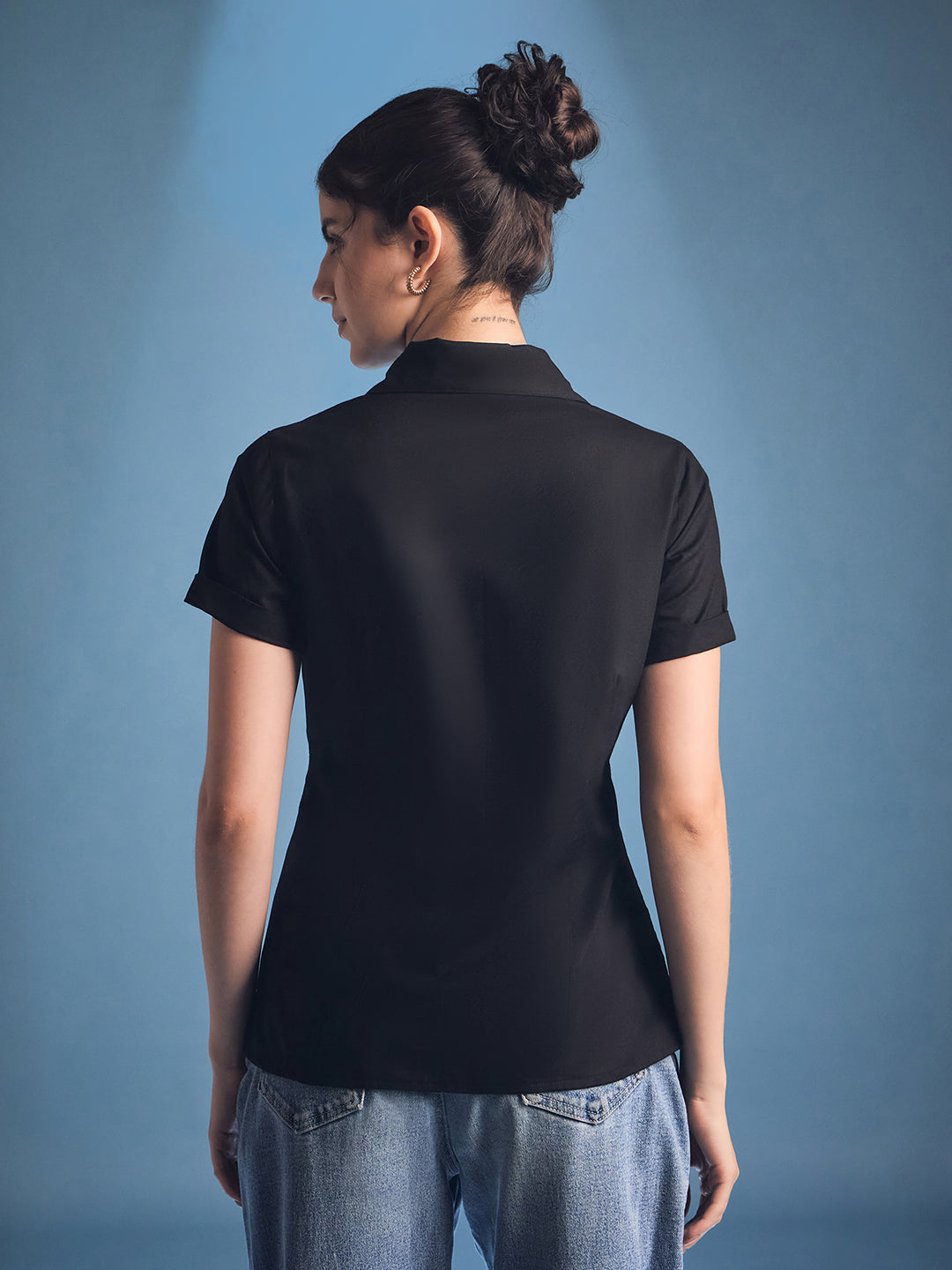 Zip-Through Fitted Cotton Top - Uptownie