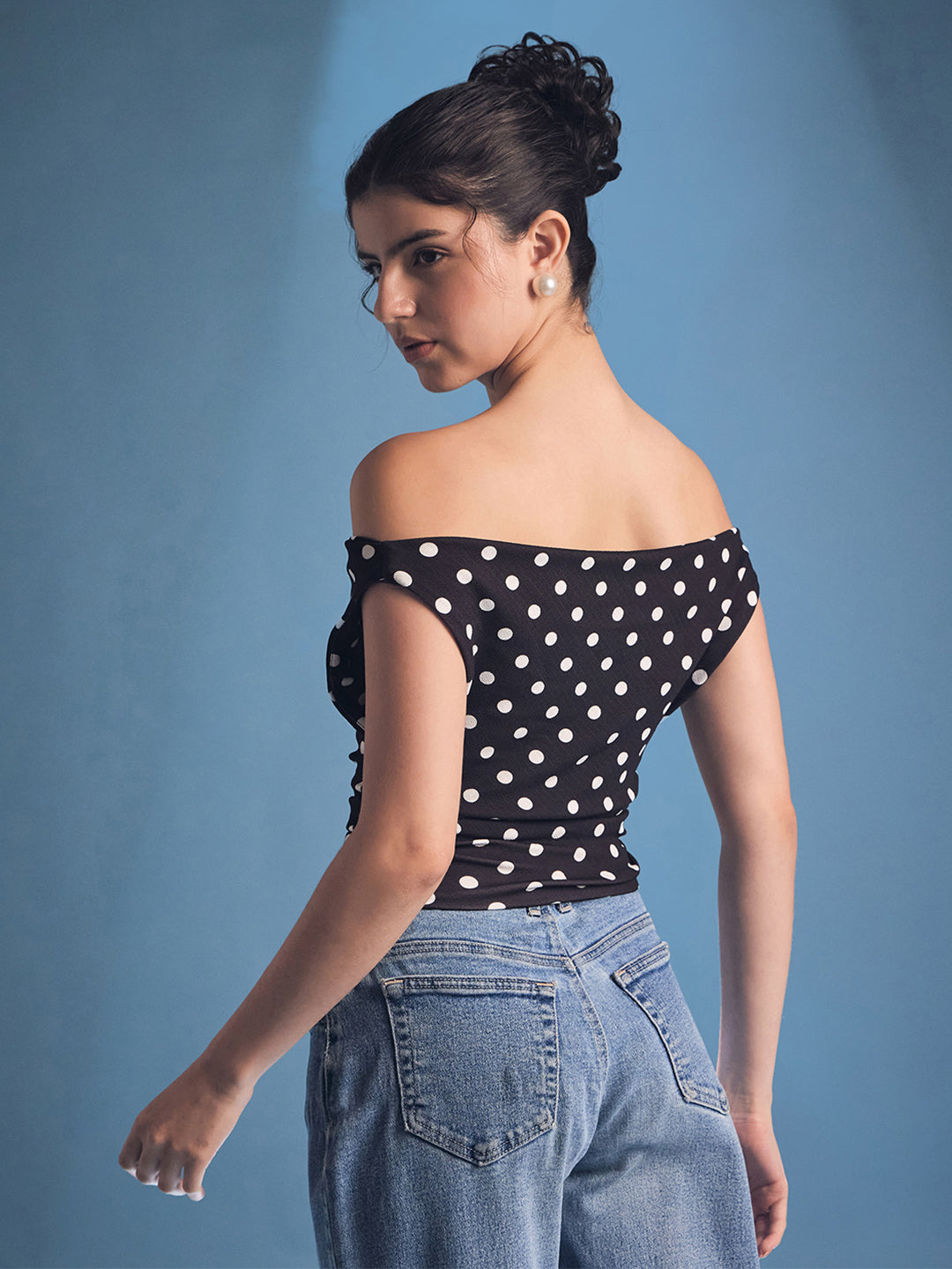 Printed Cotton Stretchable Draped Crop Top - Uptownie