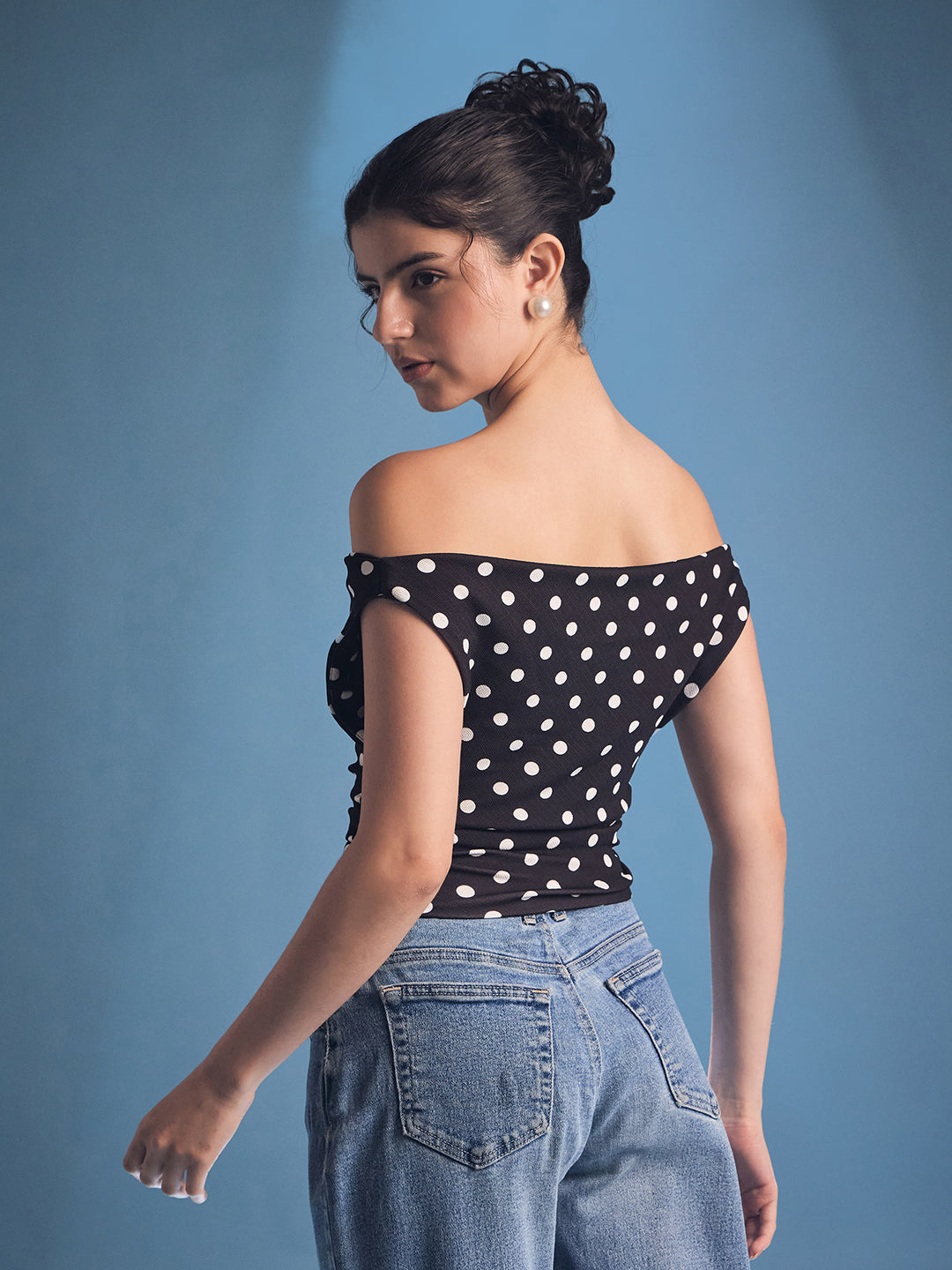 Printed Cotton Stretchable Draped Crop Top - Uptownie
