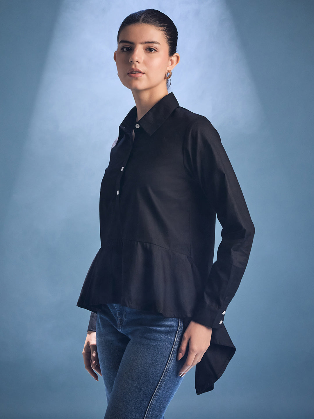 Cotton Peplum Shirt - Uptownie