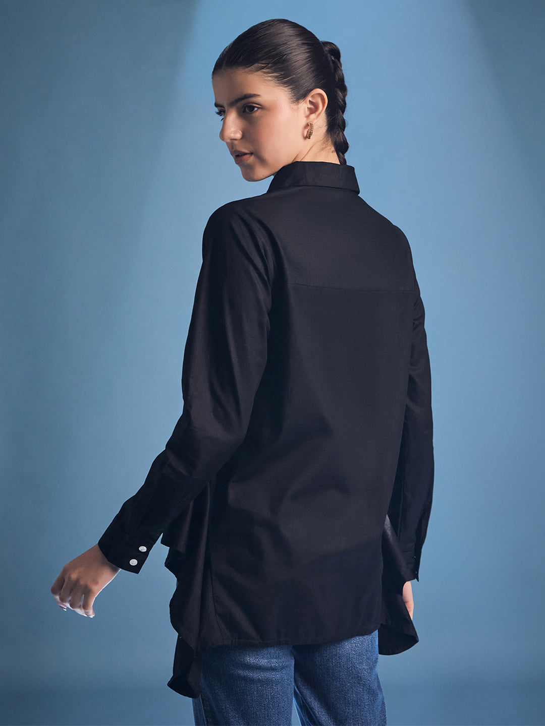 Cotton Peplum Shirt - Uptownie