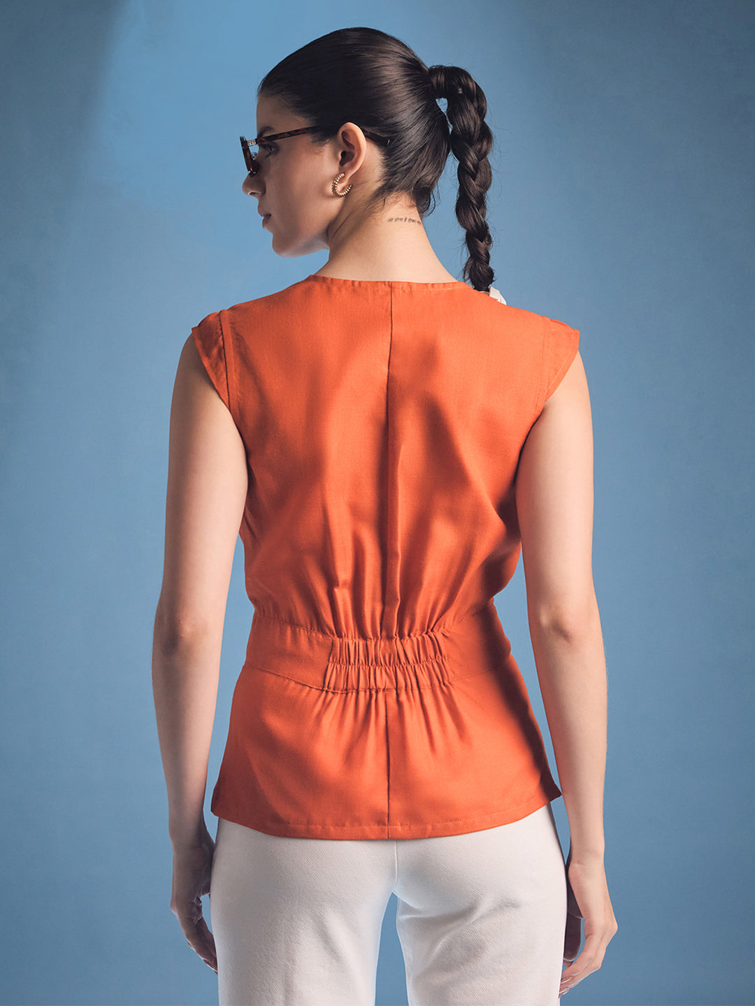 Sleeveless Linen Wrap Top - Uptownie