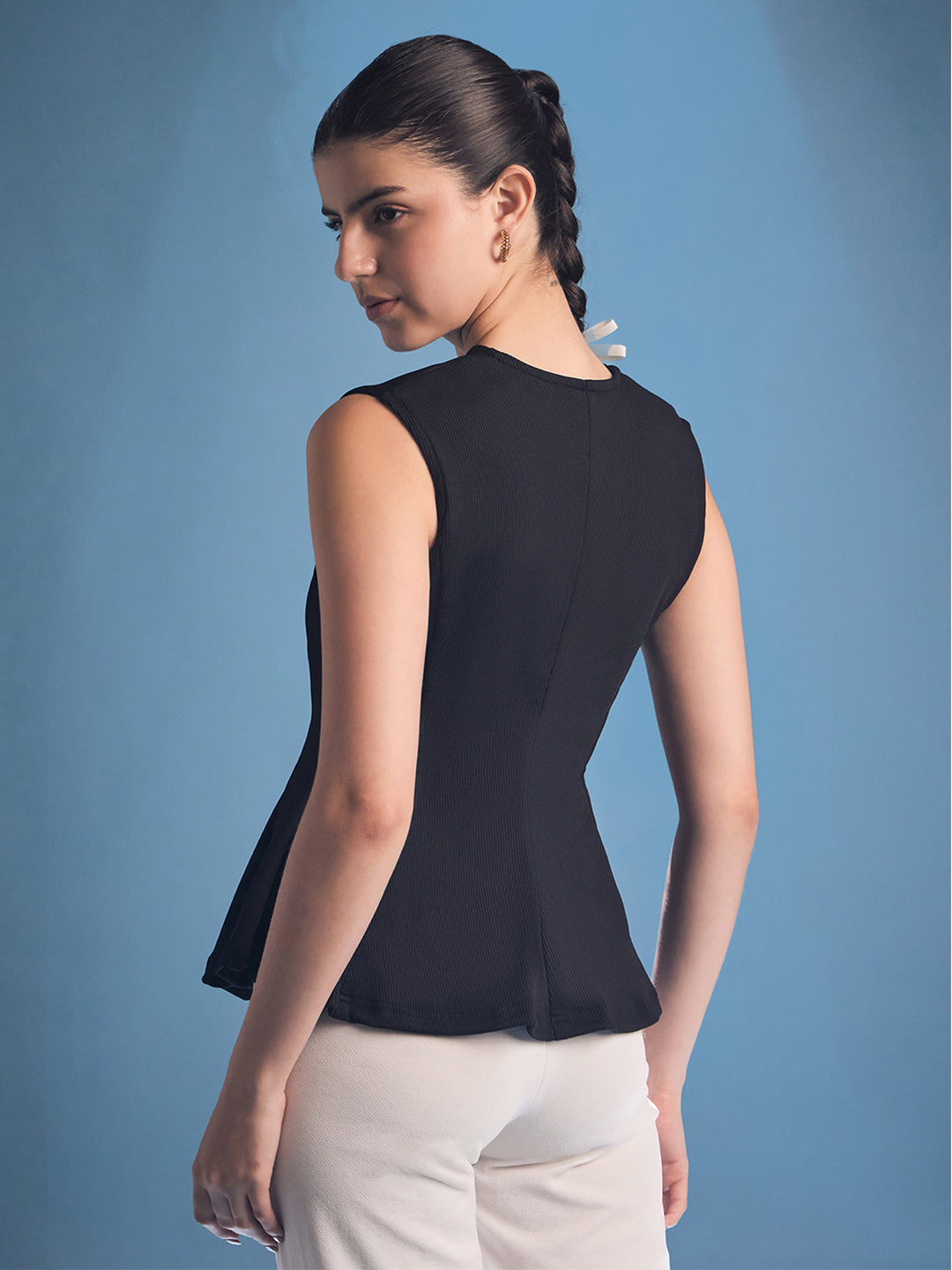 Stretchable Panelled Peplum Top - Uptownie