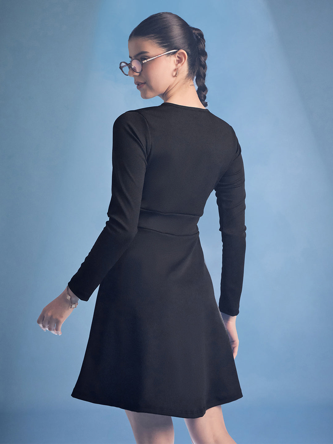 Stretchable Wrap Style Skater Dress