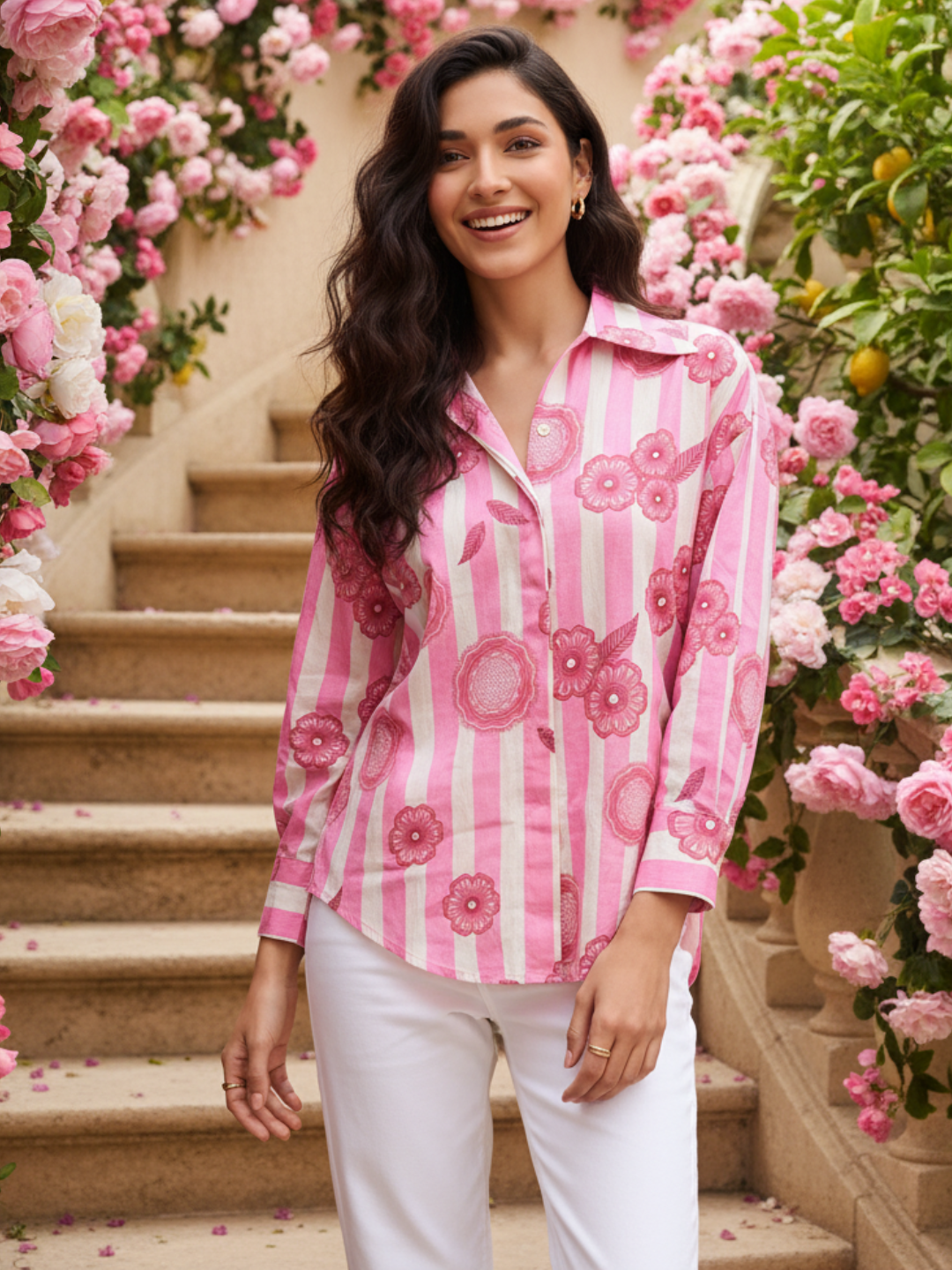 Printed Asymmetrical Cotton Shirt - Uptownie