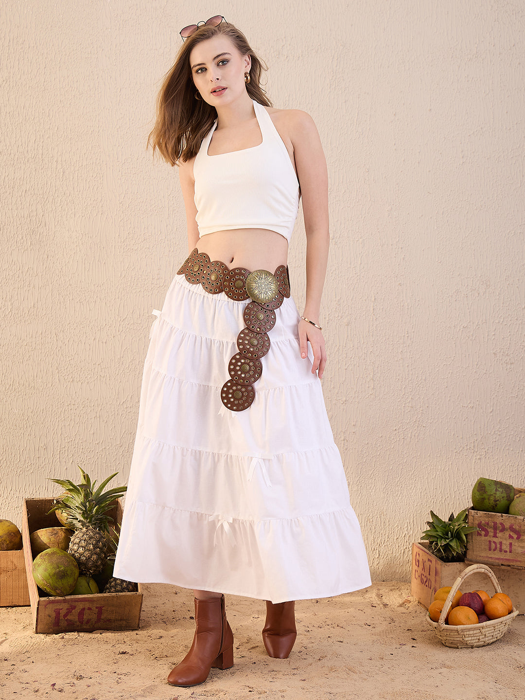 Tiered Bow Midi Skirt - Uptownie