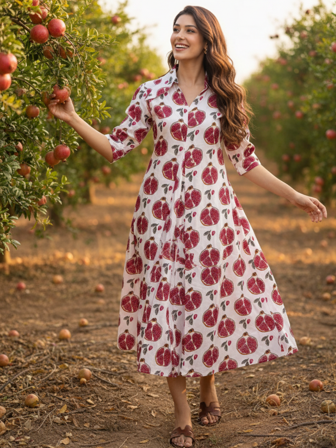 Front Pleated Cotton Midi Dress - Uptownie