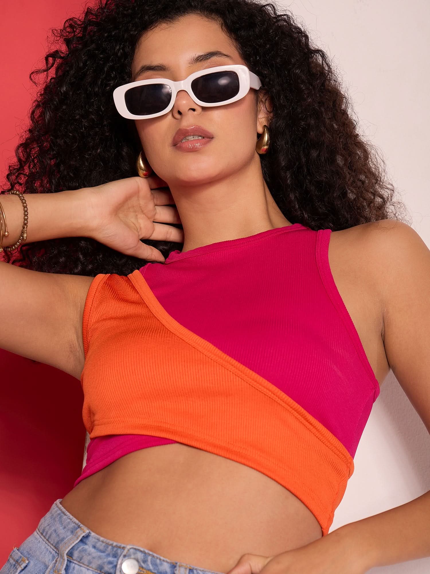 Dual Panelled Ribbed Top - Uptownie