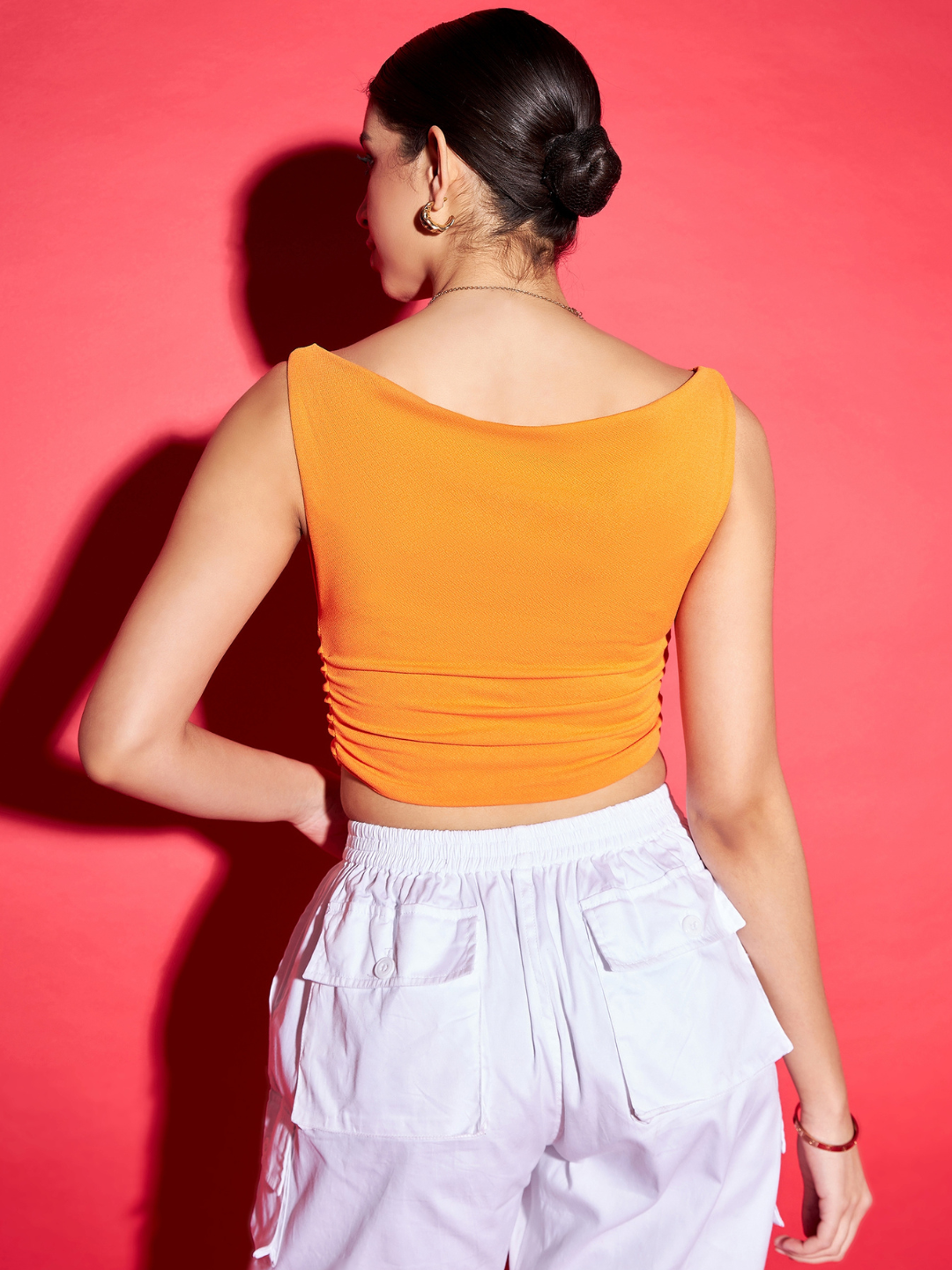 Cotton Stretchable Draped Crop Top - Uptownie