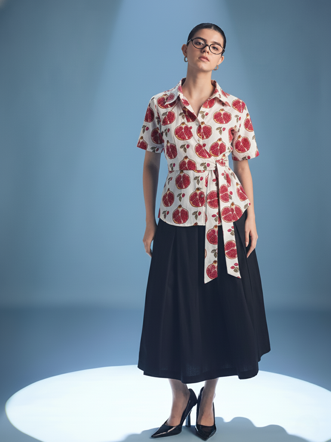 Pure Cotton Waist Tie-Up Shirt